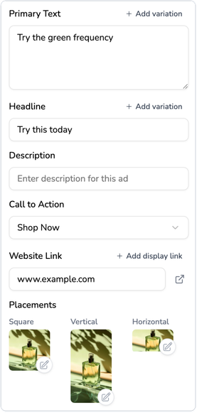 Green perfume ad settings